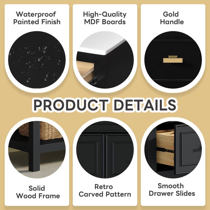 2-Piece Bathroom Vanity Set, 60" Bathroom Vanity Set with Ceramic Sink (Separate), Solid Wood Frame Bathroom Storage Cabinet