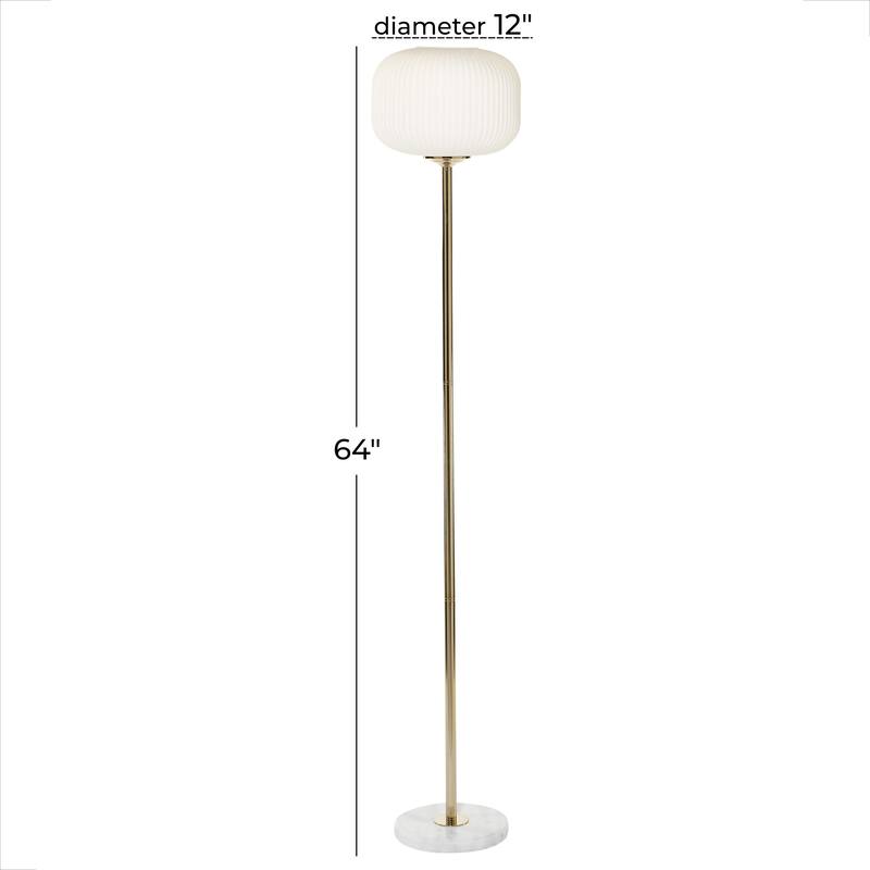 Metal Room Floor Lamp with Round Ribbed Shade - White - CosmoLiving by Cosmopolitan