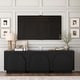 preview thumbnail 19 of 84, Iris Wooden Accent Cabinet, Sideboard Credenza or TV Stand with Arched Cabinet Doors and Adjustable Shelves Set of 3 - Black Oak