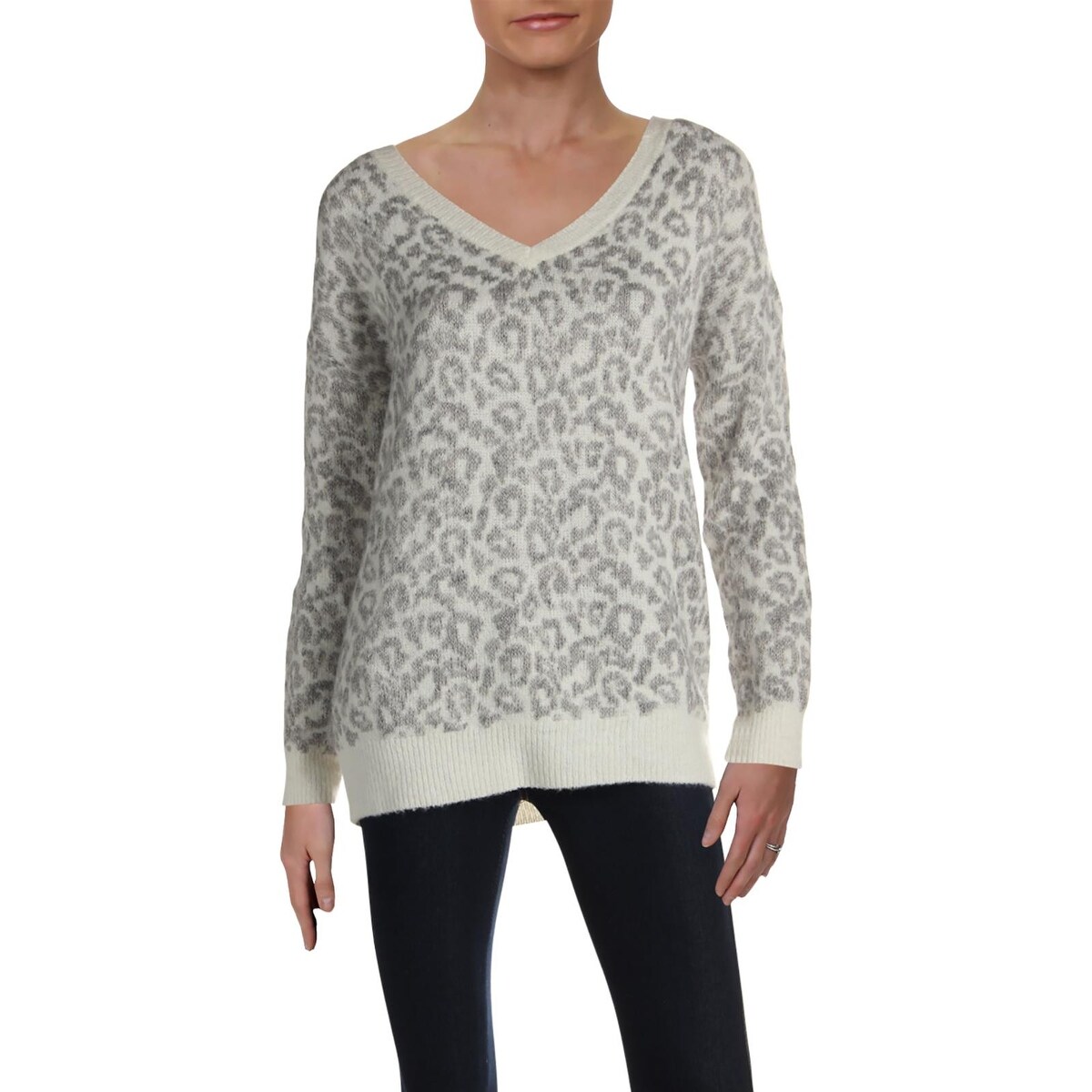 Shop Matty M Womens V Neck Sweater Wool Blend Animal Print S