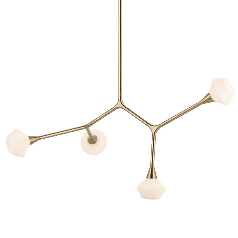 Cassius 39.5 Inch 4 Light Convertible Chandelier with Opal Glass in Champagne Bronze
