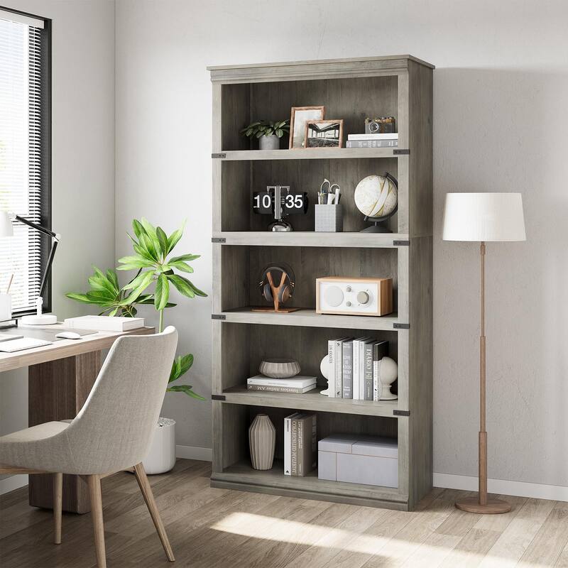 Farmhouse 5-Tier Bookcase for Home Office/Living Room