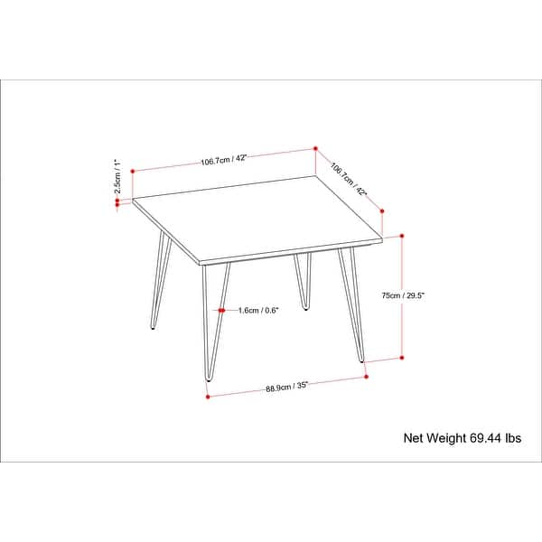 dimension image slide 4 of 6, WYNDENHALL Moreno Industrial Wood Dining Table