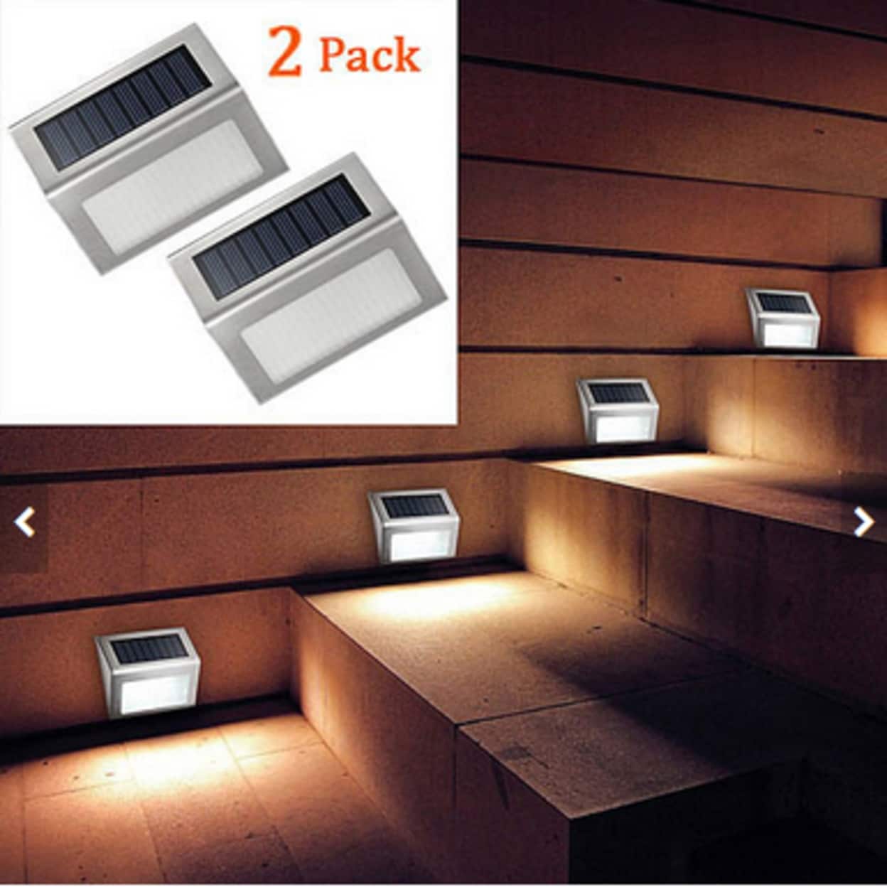 2 Pack Stainless Steel Wall Light Solar Staircase 3 Led 2 Pack Stainless Steel Wall Light Solar Staircase 3 Led
