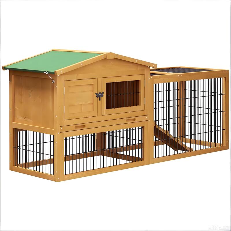 Outdoor Pet House,Rabbit Hutch is designed for convenient cleaning - Yellow