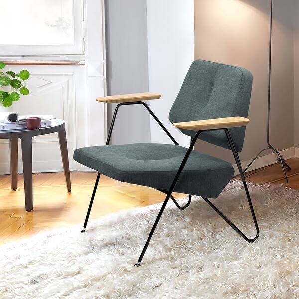 Shop Margot Mordern Accent Chair Upholstered Seat With Metal Legs And Solid Wood Armrests For Living Room And Bedroom Overstock 31946094