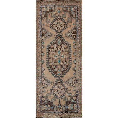 Hamedan Persian Antique Runner Rug Handmade Wool Carpet - 3'6" x 9'7"