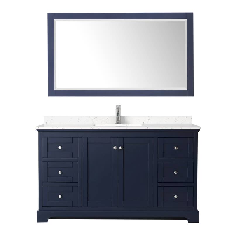 Avery 60 Inch Single Vanity, Cultured Marble Top, 58 Inch Mirror