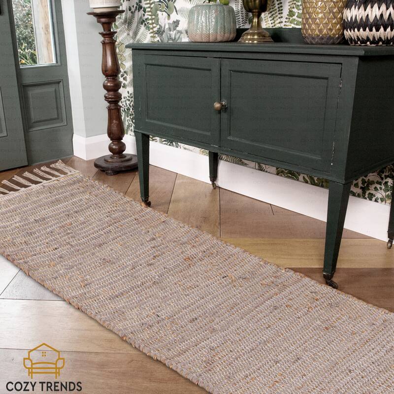 Handwoven Cotton Washable Runner Rugs - Perfect for Kitchen, Hallway, Entryway - 12X72 | 12X108 Inches - Beige