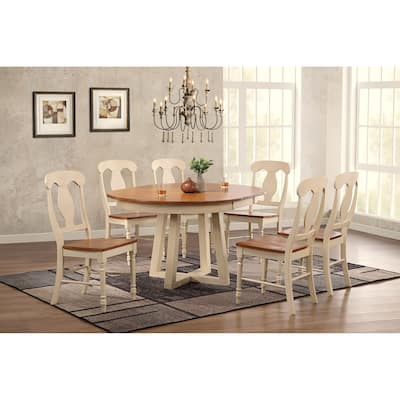 Antiqued Caramel Biscotti Napoleon Back 7-Piece Cross Pedestal Dining Set