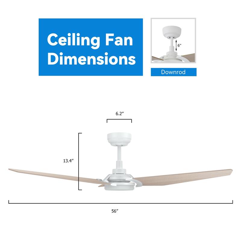 Bovard 56-inch Indoor/Outdoor Smart Ceiling Fan, Dimmable LED Light Kit & Remote, Works with Alexa/Google Home/Siri