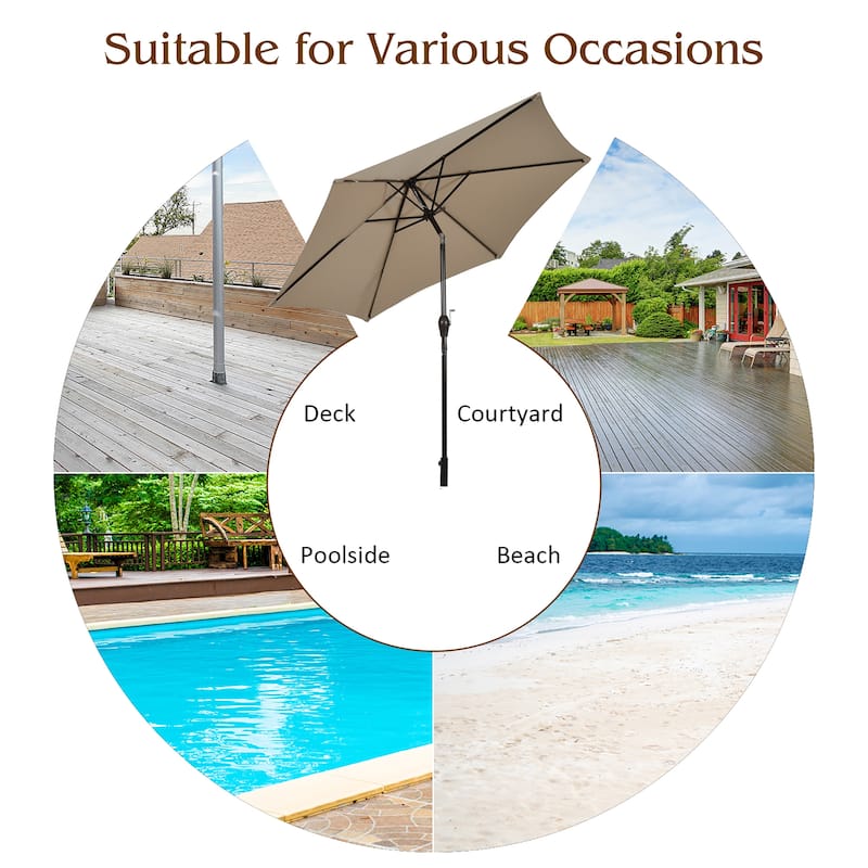 Costway 10Ft Outdoor Market Patio Table Umbrella Push Button Tilt