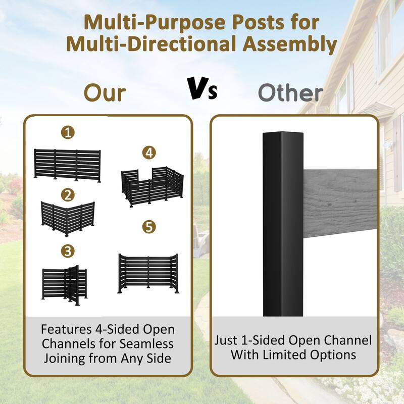 VEIKOUS Versatile 4-Sided Wooden Privacy Panels, L-Shape or Straight Line Fence for Garden, Pool, AC Unit, and Trash Enclosure