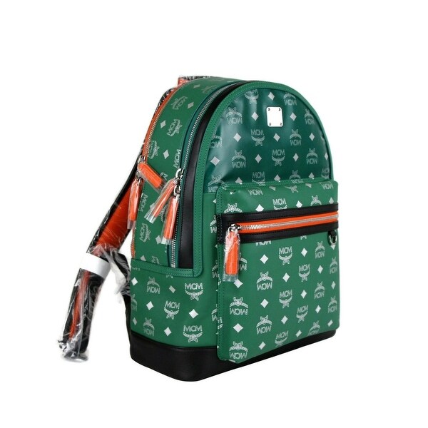 green mcm backpack