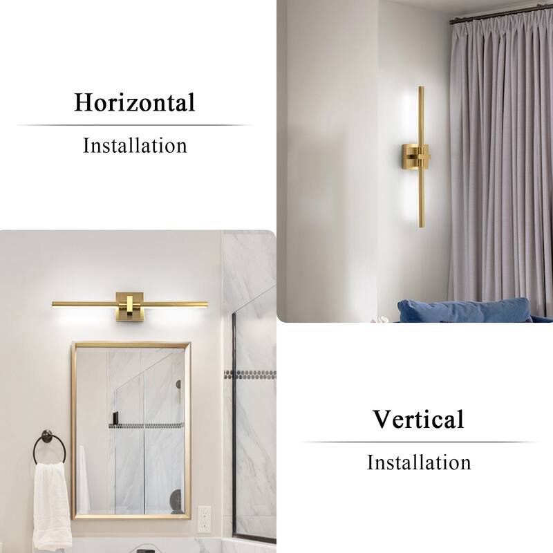 Matte Black/Gold Finish Integrated LED Wall Sconce Vanity Light Bar