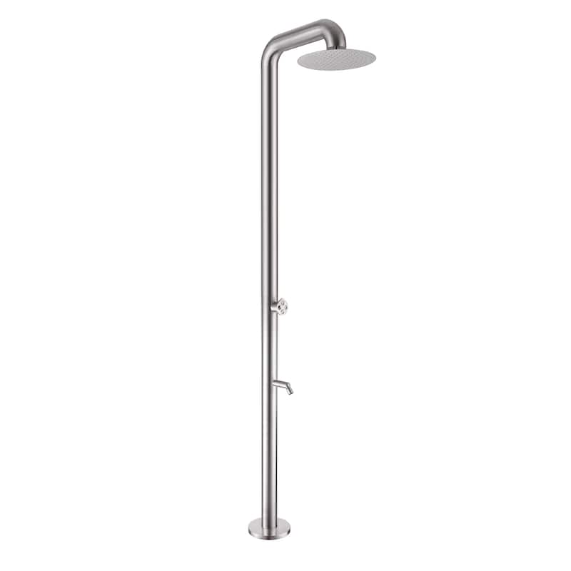 88"H Stainless Steel Freestanding Outdoor Shower with Footwash Spout - Brushed Nickel