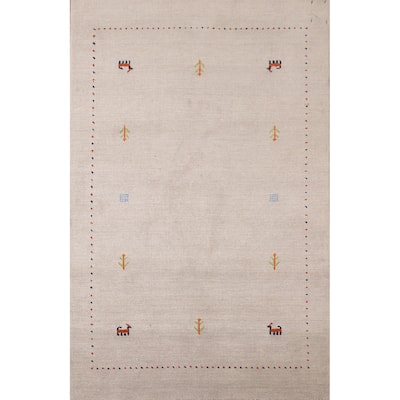 Gabbeh Oriental Accent Rug Handmade Modern Wool Carpet - 3'11"x 5'10"