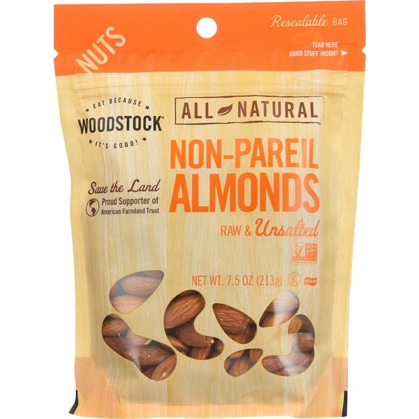 Woodstock Almonds - Raw - Case of 8 - 7.5 oz.