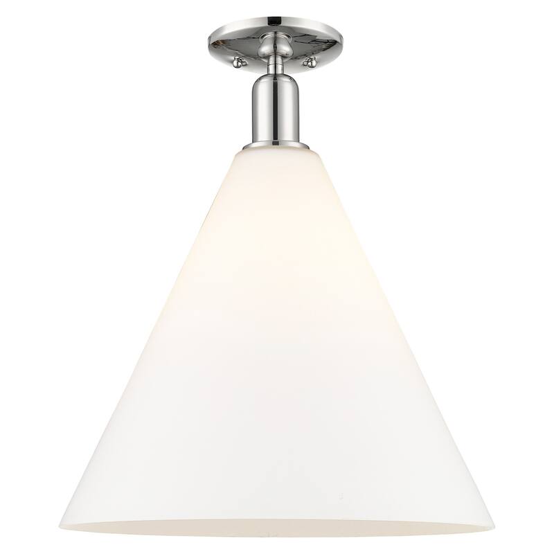 Innovations Lighting 716-1C-19-16 Berkshire Glass Semi-Flush Berkshire - Polished Nickel / Matte White