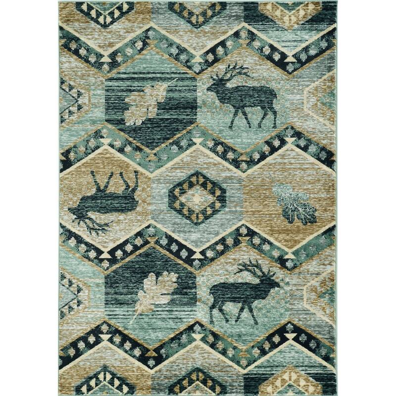 HomeRoots Abstract Contemporary Rectangle Outdoor Rug - 8' X 10'
