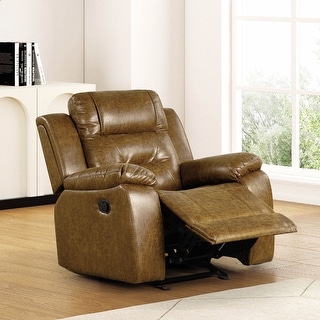 Furniture of America Charlestly Brown Faux Leather Recliner
