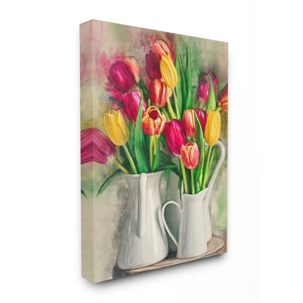 Stupell Colorful Tulip Assortments in Farm Pitchers Canvas Wall Art - Multi-Color