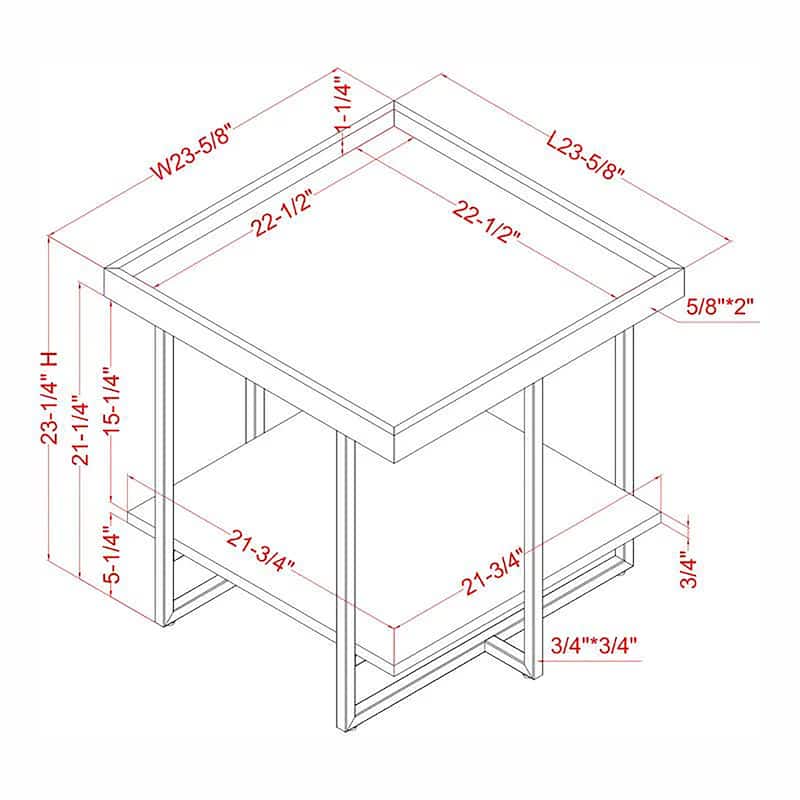 Damara Transitional 24-inch Metal 1-Shelf Side Table by Furniture of America