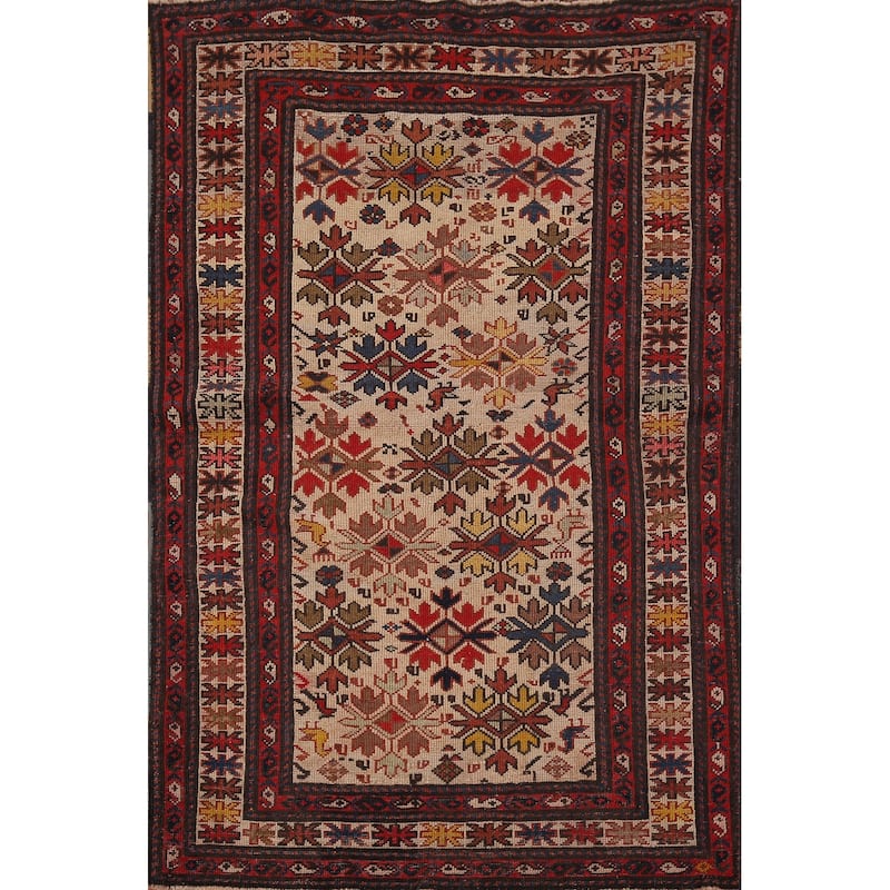 Kazak Vegetable Dye Foyer Rug Hand-Knotted Wool Carpet - 3'5"x 5'3"