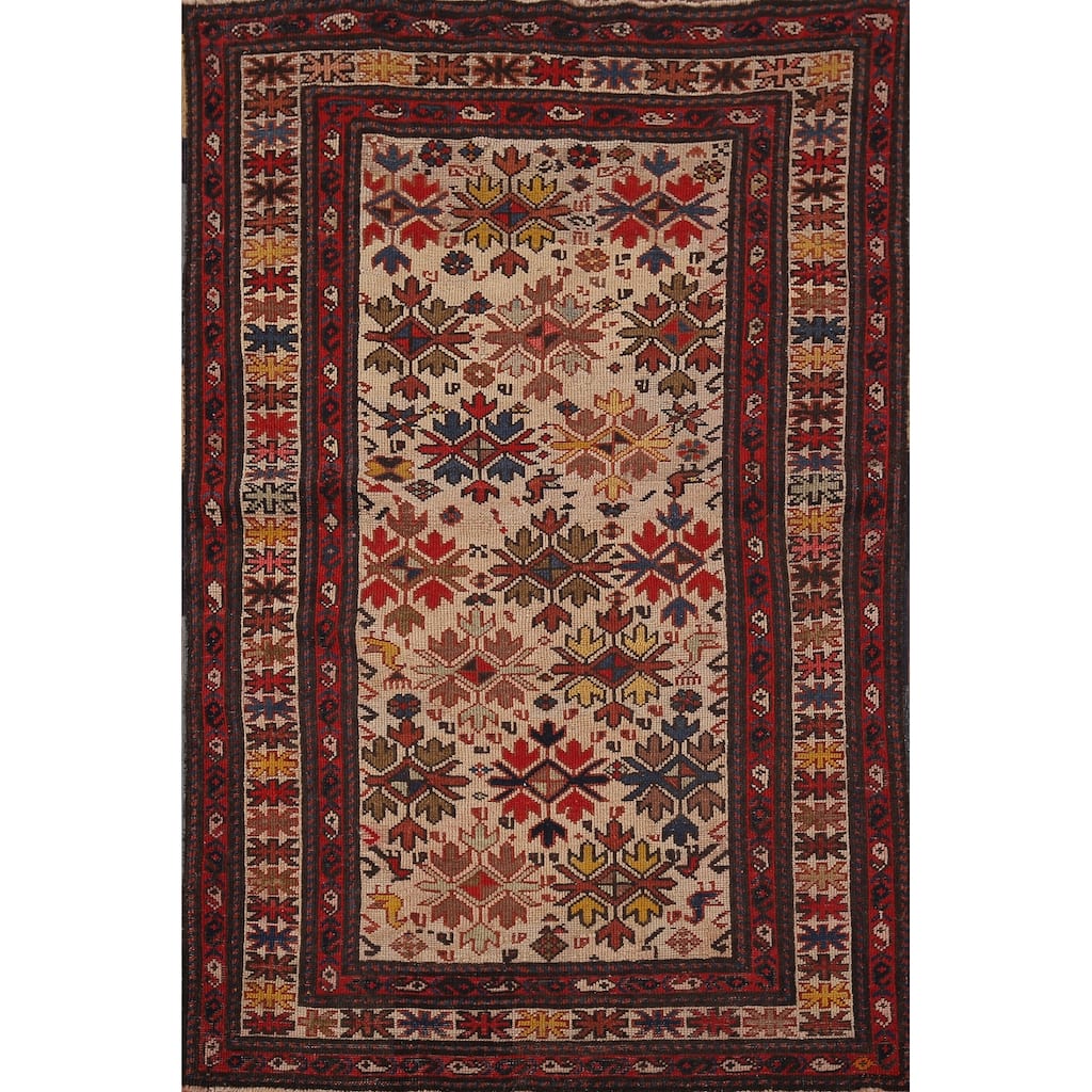 Kazak Vegetable Dye Foyer Rug Hand-Knotted Wool Carpet - 3'5"x 5'3"