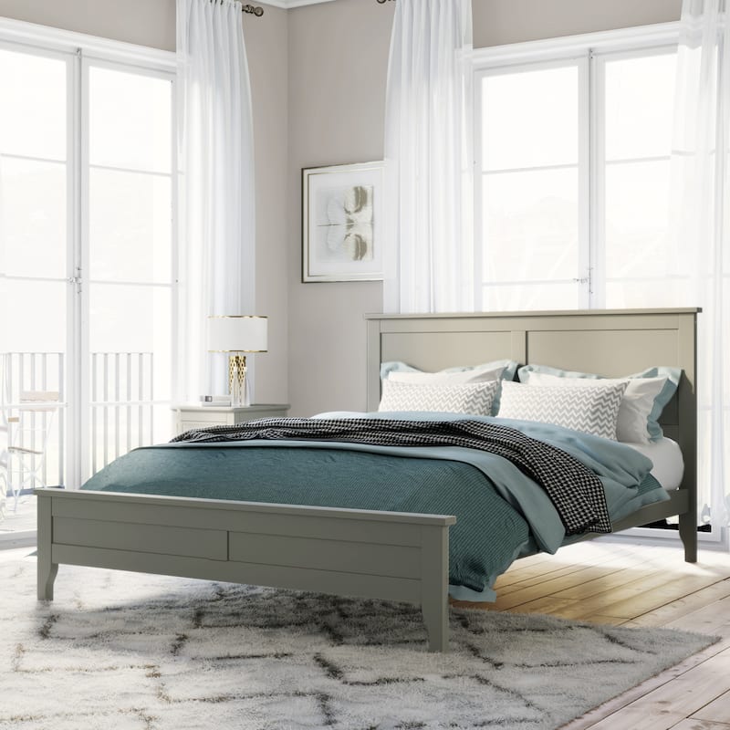 Modern White Solid Wood King Size Platform Bed, Easy Assembly for Bedroom Apartment