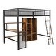 preview thumbnail 6 of 10, Full Size Multifunctional Metal Loft Bed with Wardrobe and Built-in Desk, Bed Frame with Ladder and Storage Shelves