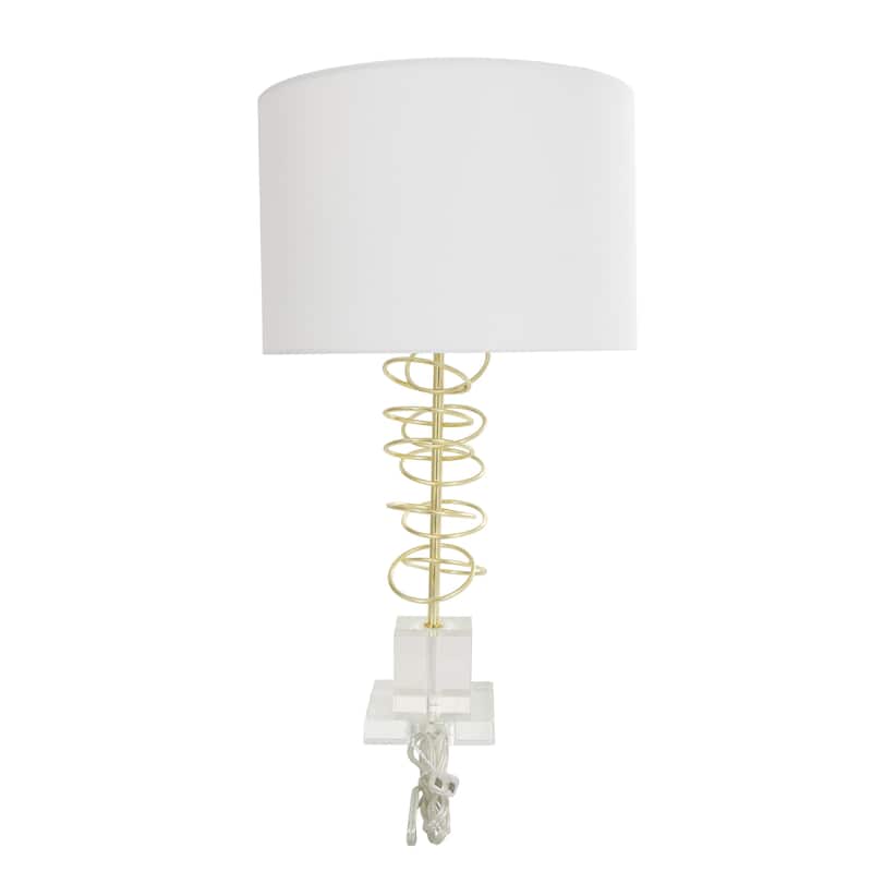 Metal Abstract Overlapping Ring Room Accent Lamp with Elevated Square Glass Base - Gold - Roche River Decor