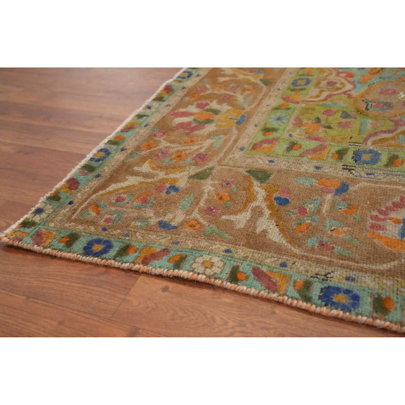 Hand Knotted Oriental 100% Wool Carpet Traditional Floral Oranges & Rust Tabriz Area Rug - 13' 0'' X 9' 8''