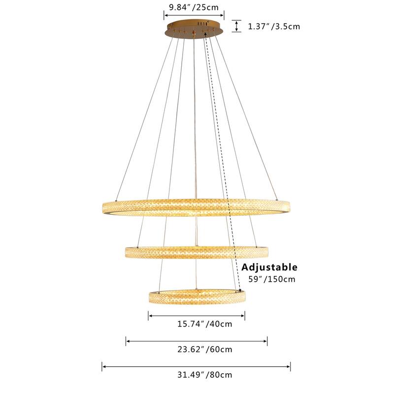 Modern Gold 3-Tier Luxurious LED Pendant Light Fixture