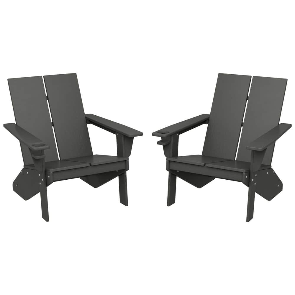 Coastin Modern Poly Adirondack Chair (Set of 2), Black