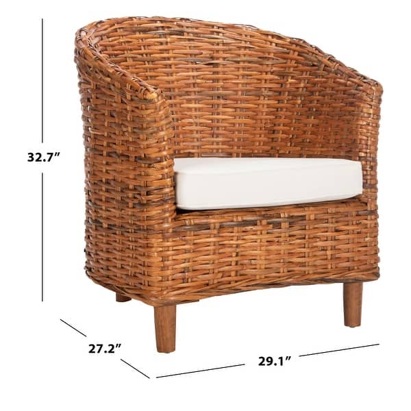 SAFAVIEH Omni Rattan Barrel Chair with Cushion - 29.1" x 27.2" x 32.7"