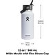 preview thumbnail 3 of 5, Hydro Flask 32 Oz Stainless Steel Wide Mouth Water Bottle with Flex Straw Lid, Black - 32 oz