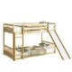 preview thumbnail 10 of 31, Twin Over Twin Low Pine Wood Bunk Bed with Guardrails, Slide and Ladder for Kids, No Slats Toddler Floor Bed with Fence and Door