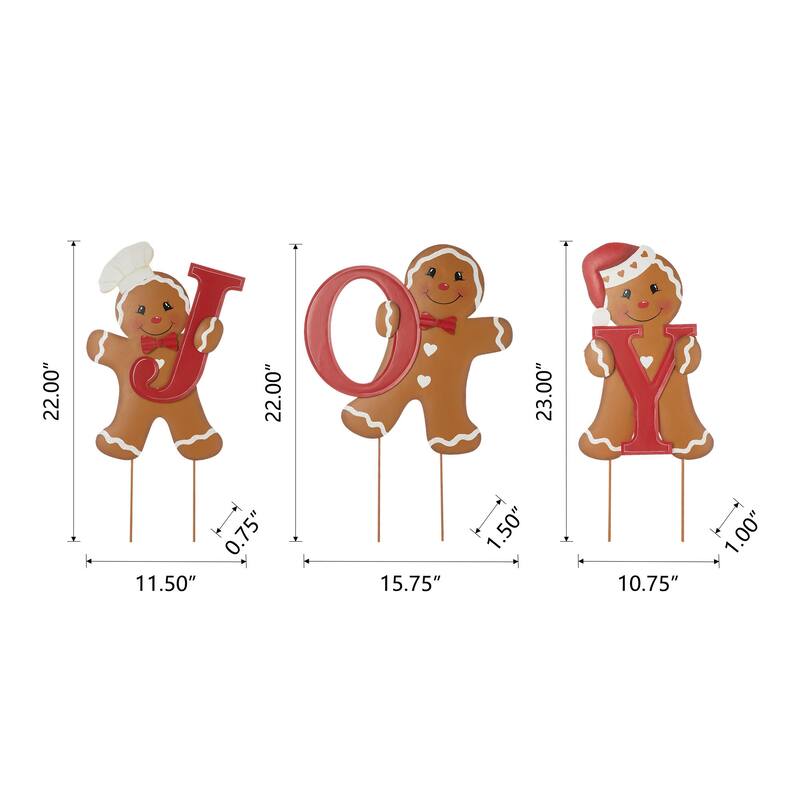Glitzhome Metal "JOY" Snowman or Gingerbread Man Yard Stake