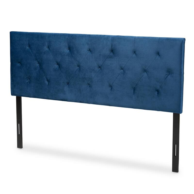 Felix Modern and Contemporary Velvet Upholstered Headboard-Navy Blue - Queen