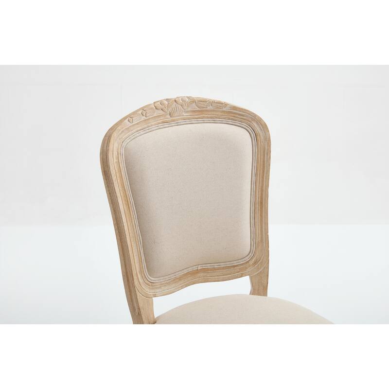 Set of 2 French Country Dining Chairs, Upholstered with Fan-Shaped Back