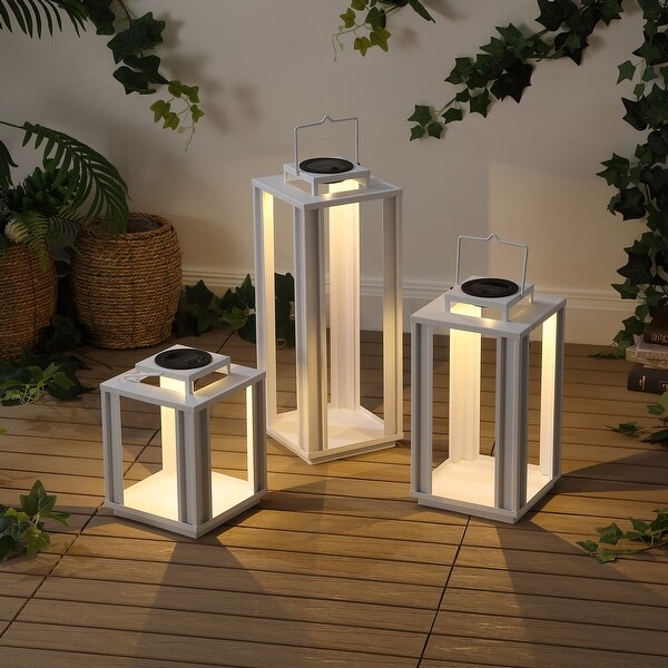JONATHAN Y Leland Modern Indoor/Outdoor LED Solar Powered Lanterns