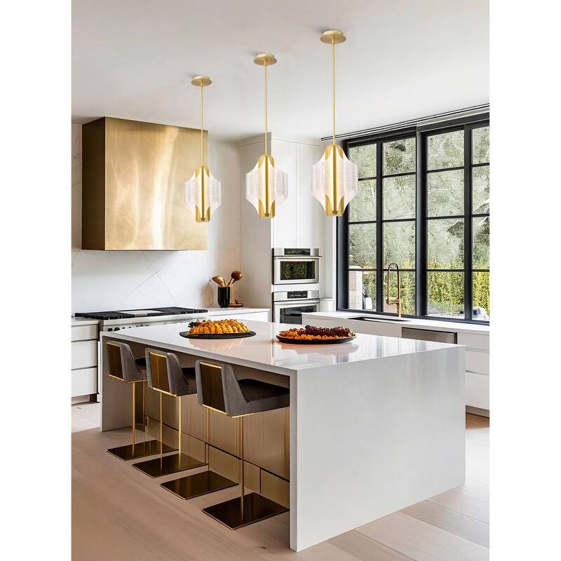 Idris LED 3 Light Pendant Vintage Brass Finish Light Guide Panels - Vintage Brass
