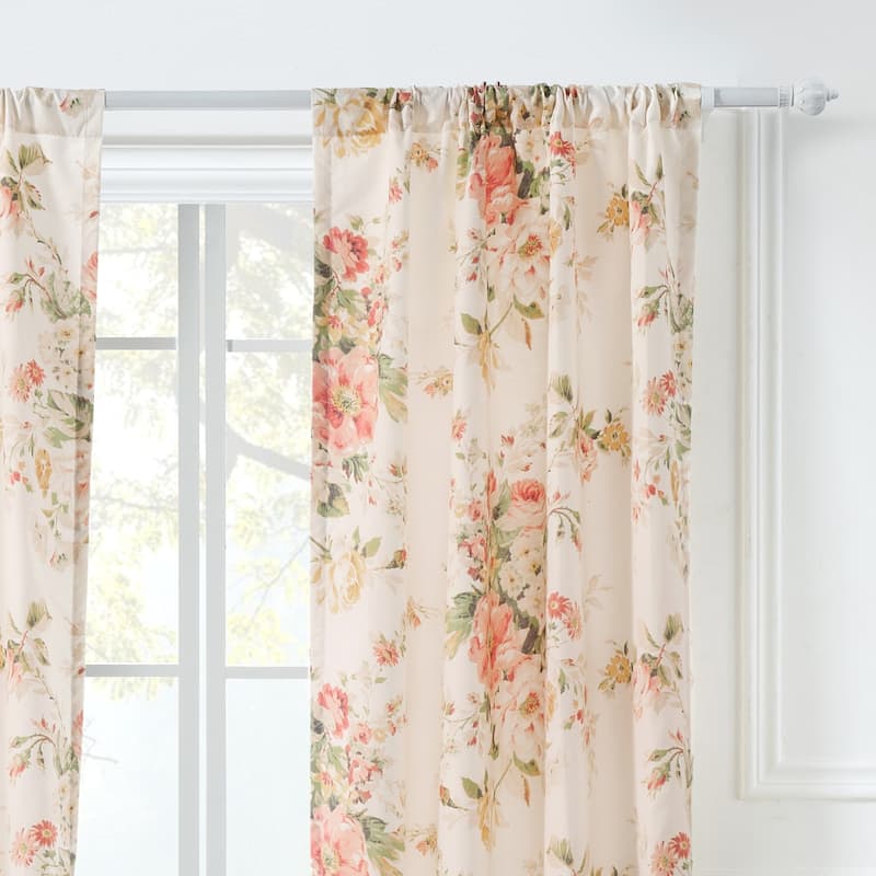 Greenland Home Fashions Grace Extra Wide Curtains - 84-inch Farmhouse Floral Curtain Panels (Set of 2)