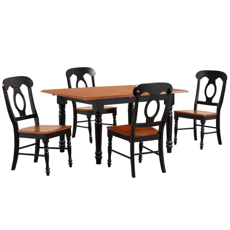 Extendable Dining Set - 5 Piece Rectangular Table & Chairs - Butterfly Leaf Table - Seats 4-6