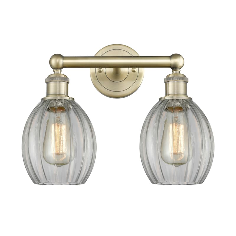 Innovations Lighting 616-2W-13-15 Eaton Vanity Eaton 2 Light 15" Wide - Antique Brass / Clear