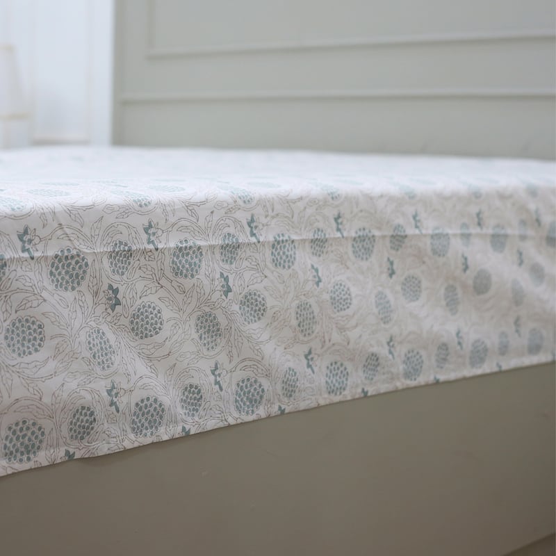 Fabdivine Cotton Hand Block Floral Flat Sheet Bed Room Home Décor Accent Gift