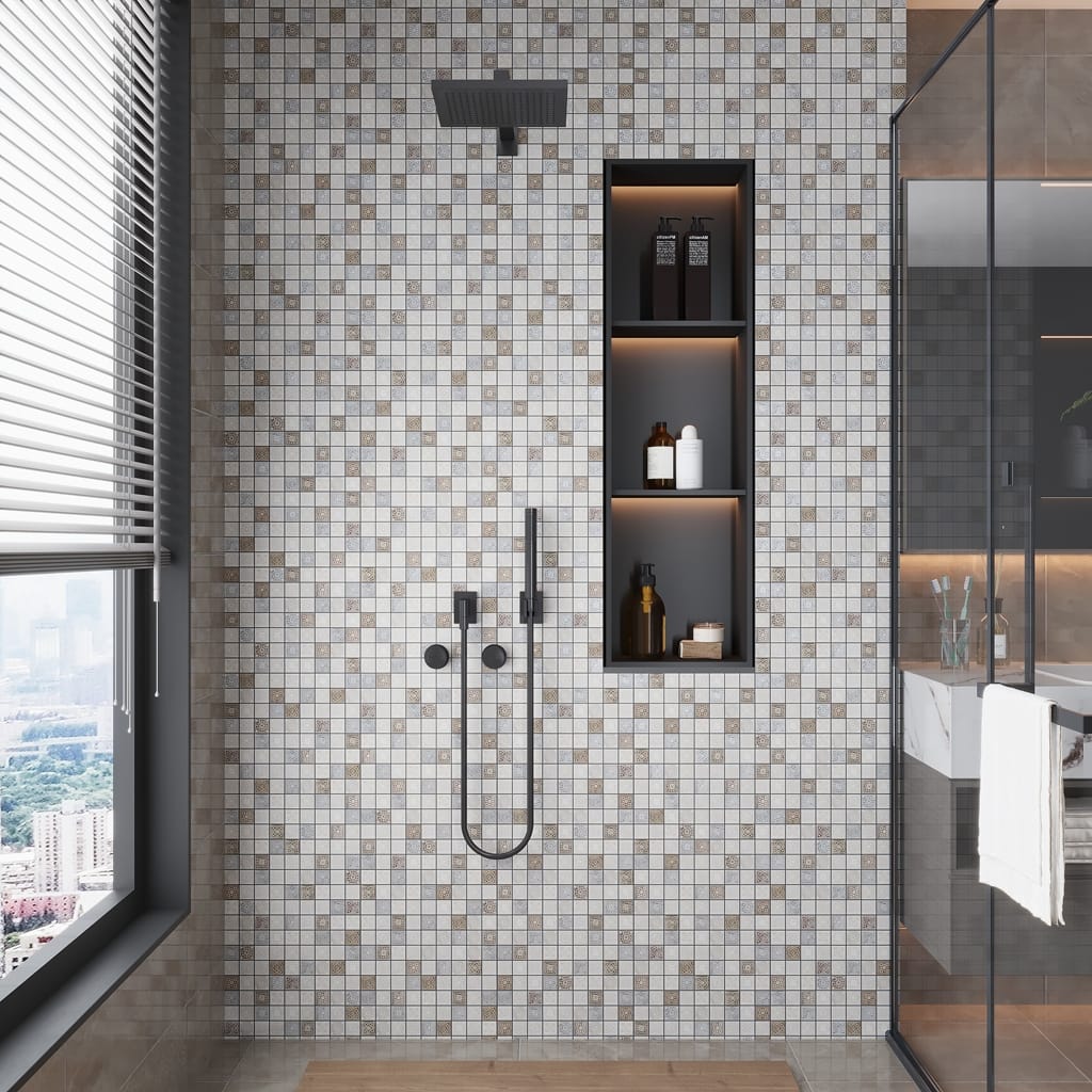 Apollo tile 12" x 12" Artisana Foiled Texture Cream Soft Earthy Stone Tile (5 sq ft/case) - 5 Pack