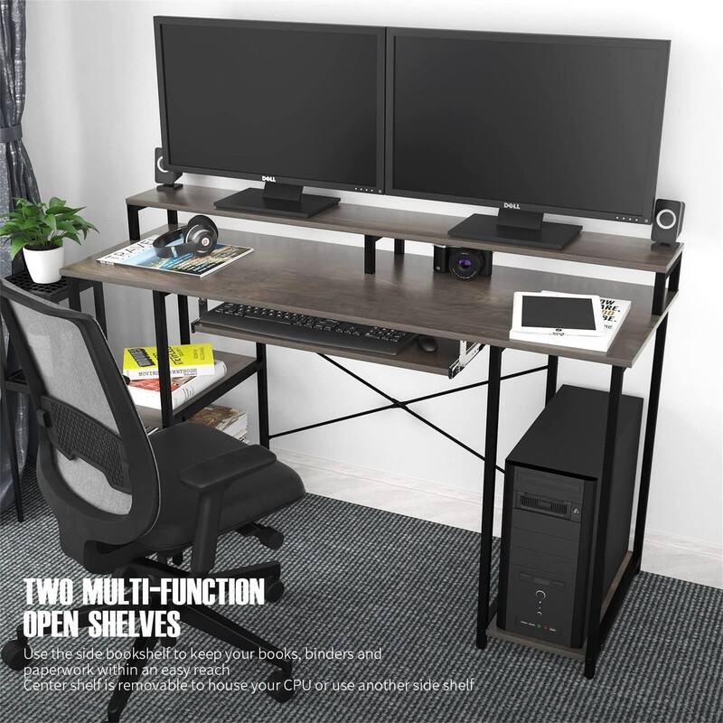 Computer Desk with Storage Shelves