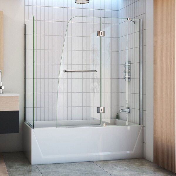 DreamLine Aqua 56-60 in. W x 30 in. D x 58 in. H Hinged Tub Door Return Panel - 30" x 56" - 60". Opens flyout.